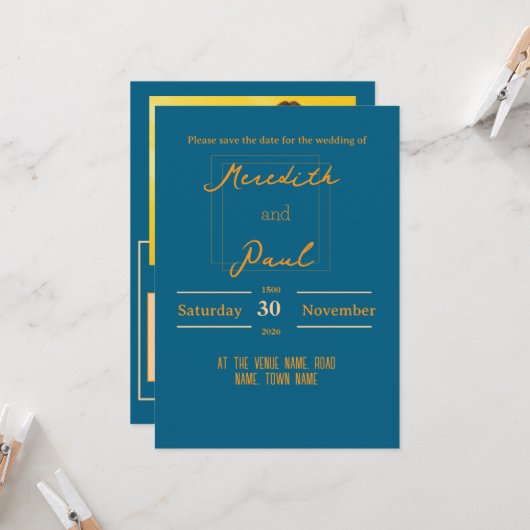 Platte uitnodiging, grootte: 5 "x 7", papier: Hand Kaart (Voorkant / Achterkant in situ)