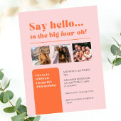 Platte uitnodiging met 3 foto's, 40e verjaardag re