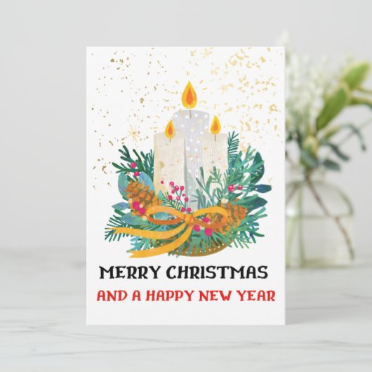 Platte vakantie Kaart 5x7 kerstkaarsen (Staand voorkant)