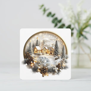 Platte vakantie Kaart, winterlandschap Feestdagenkaart