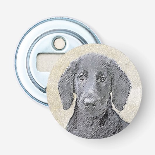 Platte verfschildering van een opbergplaats - Oors Button Flesopener (Voorkant)