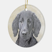 Platte verfschildering van een opbergplaats - Oors Keramisch Ornament (Links)