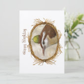 platte verjaardagskaart met Carolina wren (Staand voorkant)