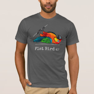 Platte vogel bij 40 graden, leuk, kleurrijk t-shirt
