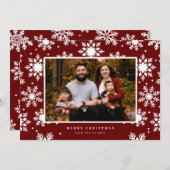 Platte witte gedurfde sneeuwvlokken op de achtergr feestdagenkaart (Voorkant / Achterkant)