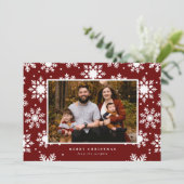 Platte witte gedurfde sneeuwvlokken op de achtergr feestdagenkaart (Staand voorkant)