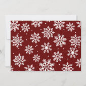 Platte witte gedurfde sneeuwvlokken op de achtergr feestdagenkaart (Achterkant)