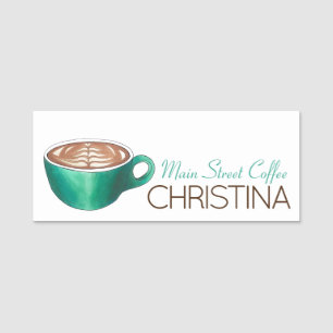 Platte witte latte cappuccino coffeeshop Barista Naamplaatje