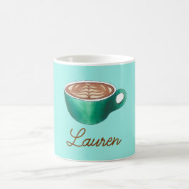 Platte witte latte cappuccino koffie gepersonalise koffiemok