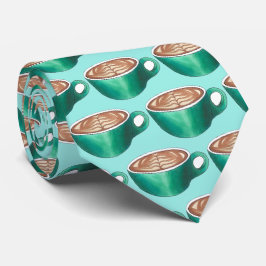 Platte witte latte cappuccino koffie gepersonalise stropdas