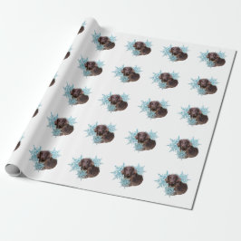 Platte wrijver in de sneeuwvlokken cadeaupapier