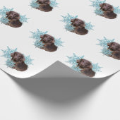 Platte wrijver in de sneeuwvlokken cadeaupapier (Hoek)