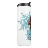 Platte wrijver in de sneeuwvlokken thermosbeker (Gedraaid links)