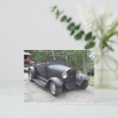 platte zwarte 1940's antiek klassieke auto briefkaart (Staand voorkant)