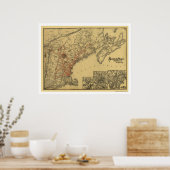 Plattegrond Boston & Maine Railroad Map 1898 Poster (Keuken)