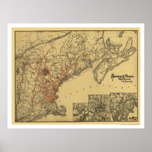 Plattegrond Boston & Maine Railroad Map 1898 Poster (Voorkant)