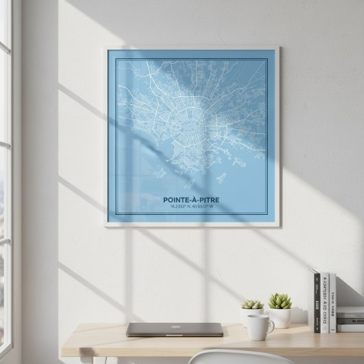 Plattegrond Kaart van Pointe-à-Pitre, Guadeloupe | Poster
