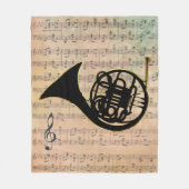  plattegrond met een Franse hoorn Fleece Deken (Voorkant)