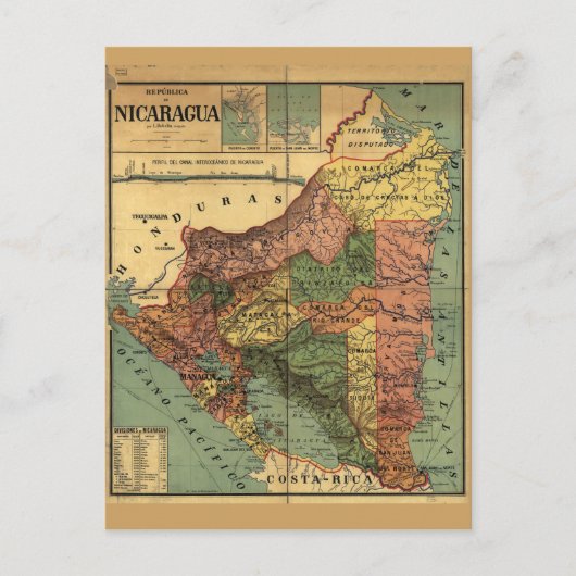 Plattegrond República de Nicaragua (1913) Briefkaart (Voorkant)