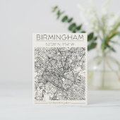 Plattegrond van Birmingham Stad Ansichtkaart Houts Briefkaart (Staand voorkant)