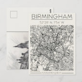 Plattegrond van Birmingham Stad Ansichtkaart Houts Briefkaart (Voorkant / Achterkant)
