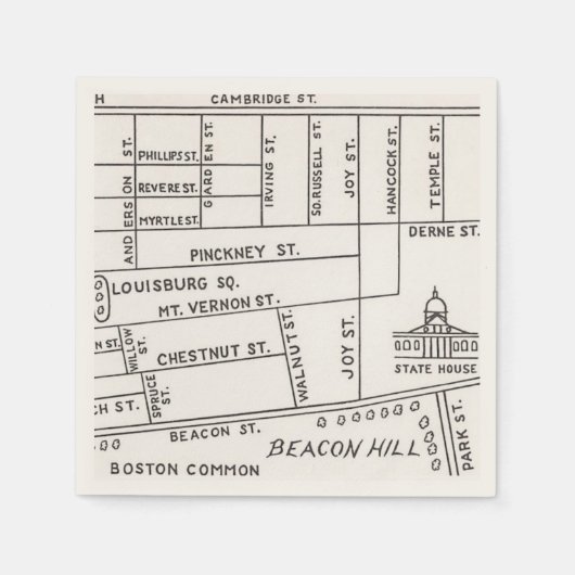 Plattegrond van Bostons Beacon Hill Servet (Voorkant)