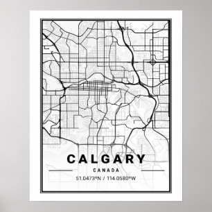 Plattegrond van Calgary Alberta Canada Reis Stad Poster