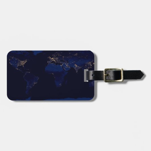 Plattegrond van de aarde met de stadslampen van de bagagelabel (Voorkant horizontaal)