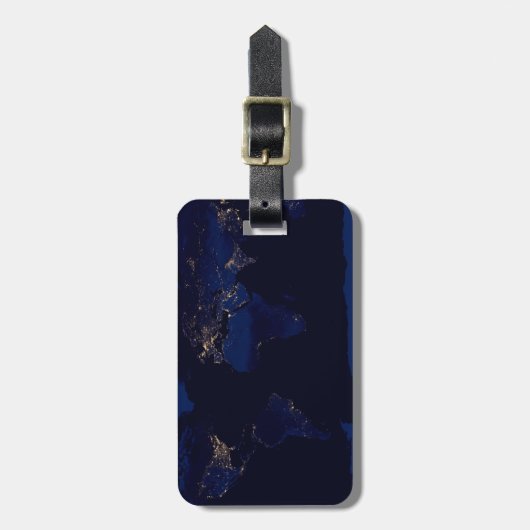 Plattegrond van de aarde met de stadslampen van de bagagelabel (Voorkant verticaal)