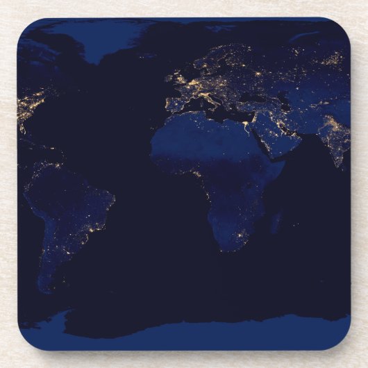 Plattegrond van de aarde met de stadslampen van de bier onderzetter (Voorkant)