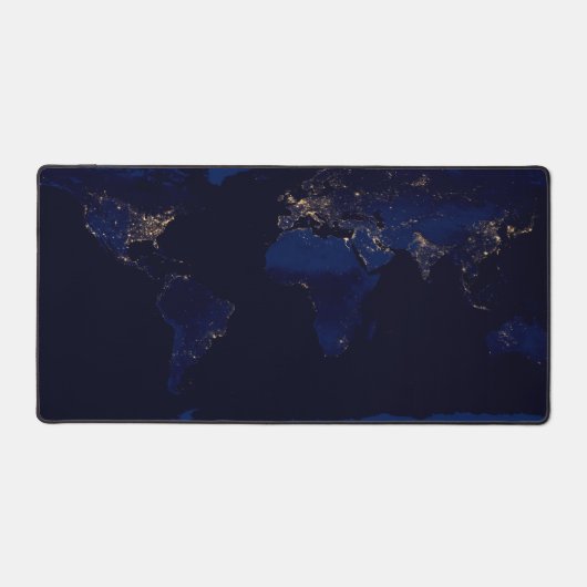 Plattegrond van de aarde met de stadslampen van de bureaumat (Voorkant)