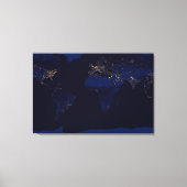 Plattegrond van de aarde met de stadslampen van de canvas afdruk (Voorkant)