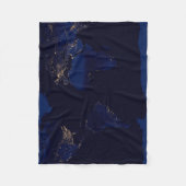 Plattegrond van de aarde met de stadslampen van de fleece deken (Voorkant)