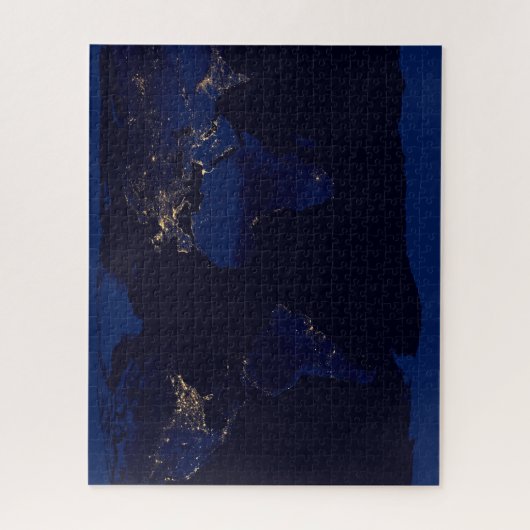 Plattegrond van de aarde met de stadslampen van de legpuzzel (Verticaal)