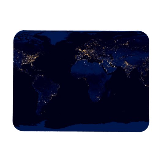 Plattegrond van de aarde met de stadslampen van de magneet (Horizontaal)