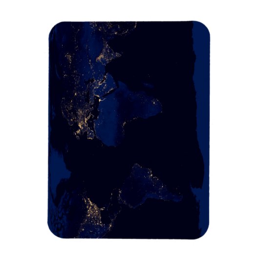 Plattegrond van de aarde met de stadslampen van de magneet (Verticaal)