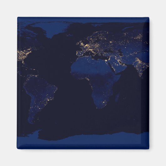 Plattegrond van de aarde met de stadslampen van de magneet (Voorkant)