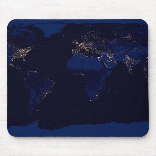 Plattegrond van de aarde met de stadslampen van de muismat (Voorkant)