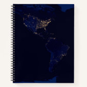 Plattegrond van de aarde met de stadslampen van de notitieboek (Voorkant)