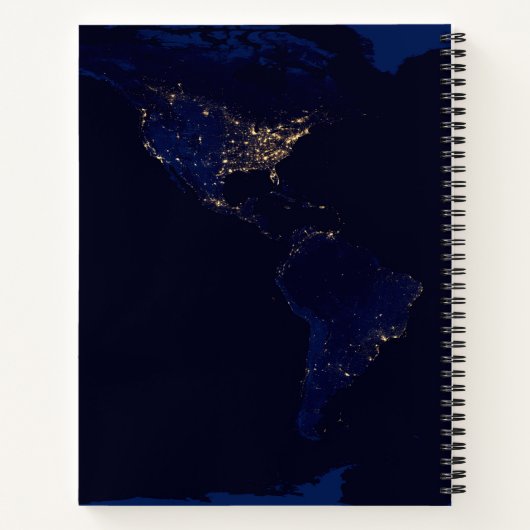 Plattegrond van de aarde met de stadslampen van de notitieboek (Achterkant)