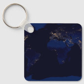 Plattegrond van de aarde met de stadslampen van de sleutelhanger (Voorkant)