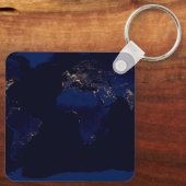 Plattegrond van de aarde met de stadslampen van de sleutelhanger (Achterkant)