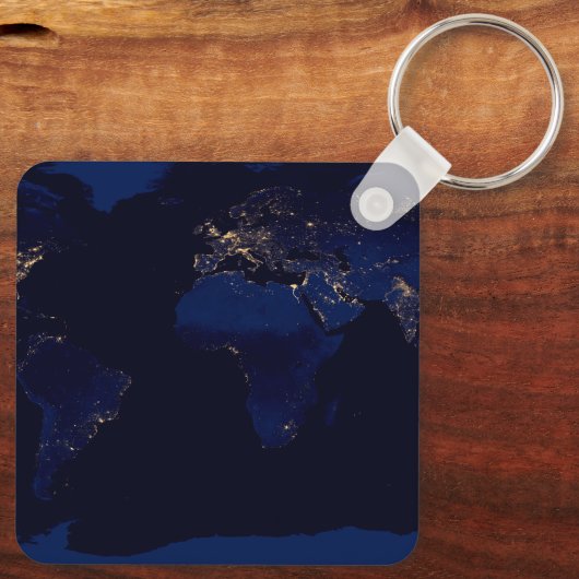 Plattegrond van de aarde met de stadslampen van de sleutelhanger (Achterkant)
