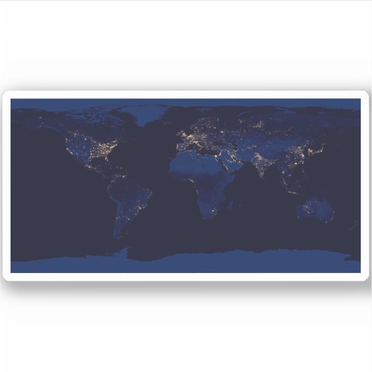 Plattegrond van de aarde met de stadslampen van de sticker (Voorkant)