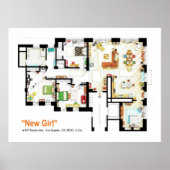 Plattegrond van de loft appartement van NEW GIRL Poster (Voorkant)