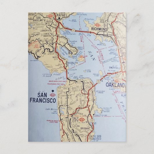 Plattegrond van de regio San Francisco op ansichtk Briefkaart (Voorkant)