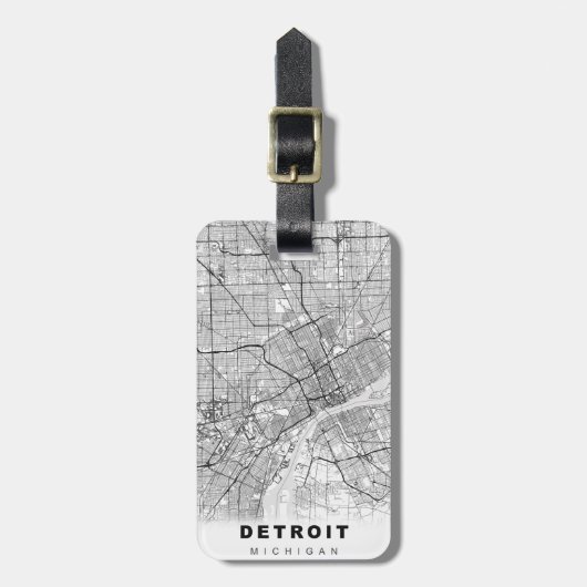 Plattegrond van Detroit Bagagelabel (Voorkant verticaal)