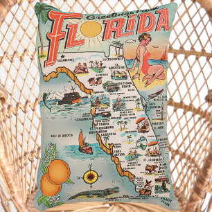  plattegrond van Florida kitschy Greetings Accent Kussen