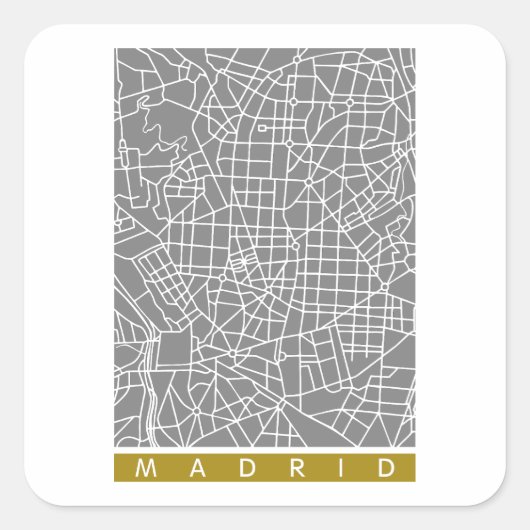 Plattegrond van Madrid Vierkante Sticker (Voorkant)