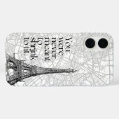 Plattegrond van Parijs & Eiffeltoren Citatieve Muu Case-Mate iPhone Case (Achterkant (horizontaal))